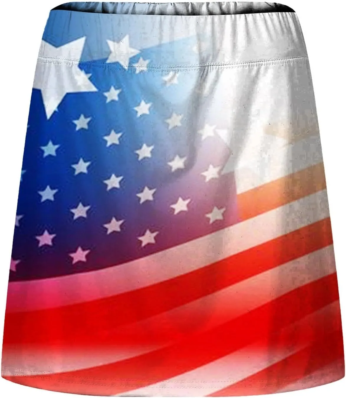 4th of July Skort Patriotic Skirts for Women merican Flag Tennis Skorts with High Waisted Flowy Summer Sport Skorts