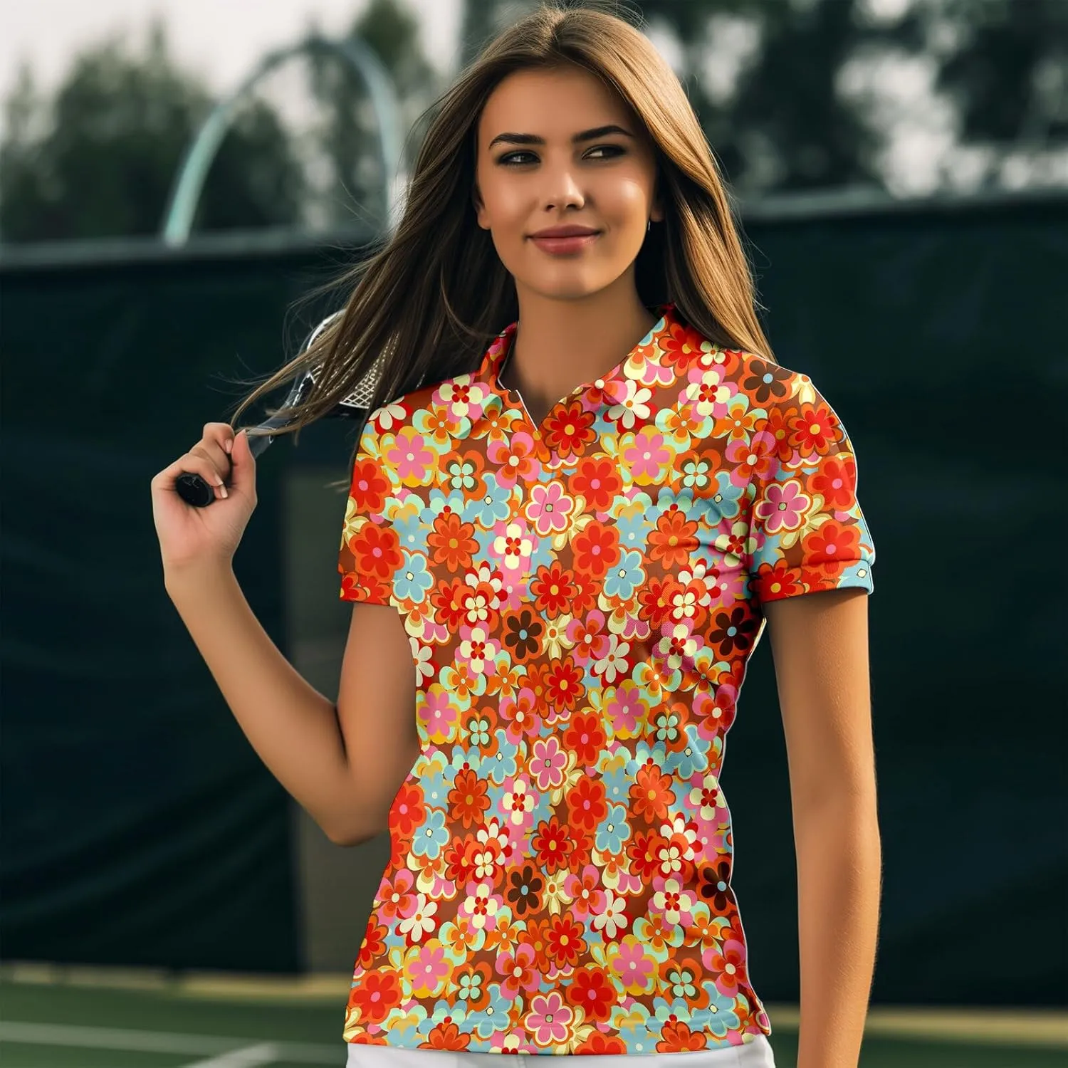 80s 90s Funny Golf Shirts for Women Quick Dry Golf Outfits Athletic Golf Top Printed Golf Tennis Shirts