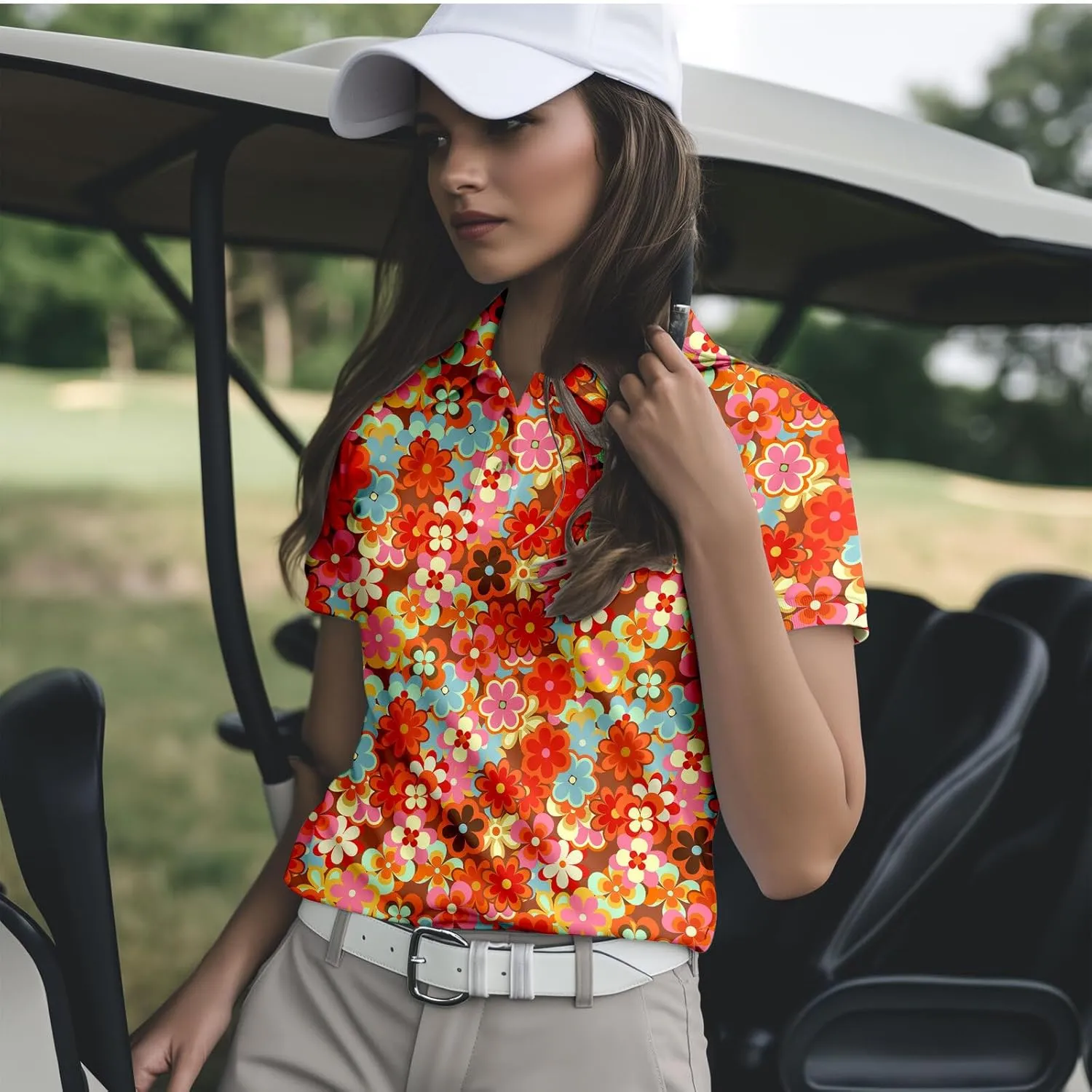 80s 90s Funny Golf Shirts for Women Quick Dry Golf Outfits Athletic Golf Top Printed Golf Tennis Shirts