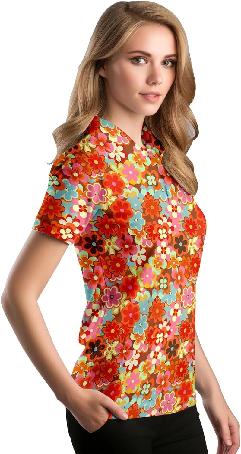 80s 90s Funny Golf Shirts for Women Quick Dry Golf Outfits Athletic Golf Top Printed Golf Tennis Shirts