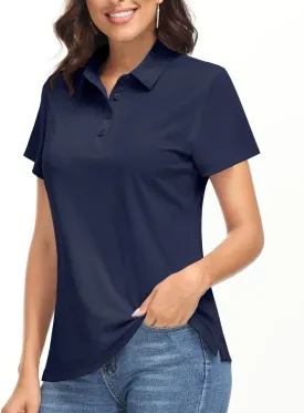 Boladeci Women's Golf Polo Shirts Short Sleeve UPF 50  Sun Protection Quick Dry Lightweight 4-Button Tennis Tops