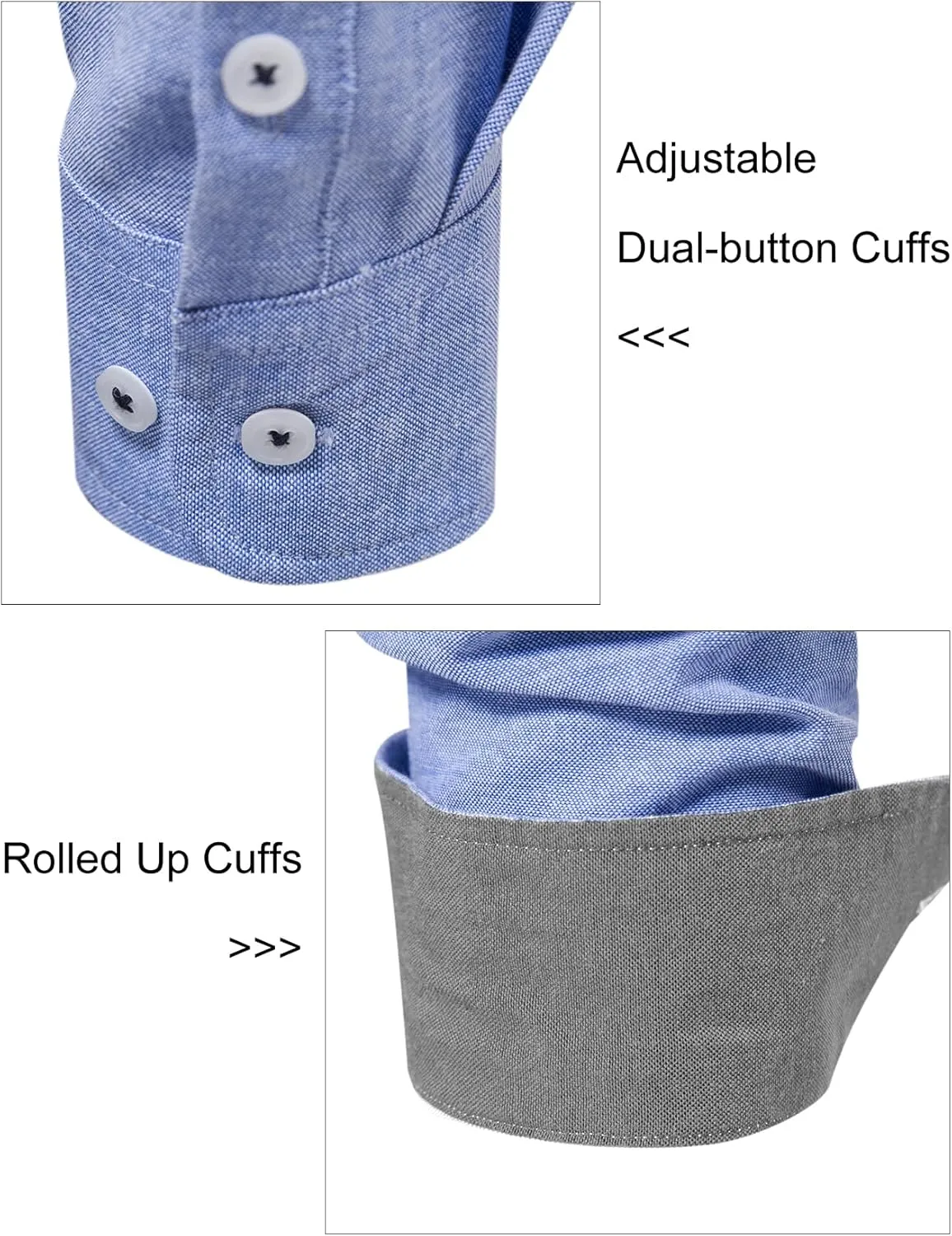 COZYPOIN Mens Dress Shirts Long Sleeve Wrinkle Free Regular Fit Inner Contrast Casual Business Wedding Button Down Shirt