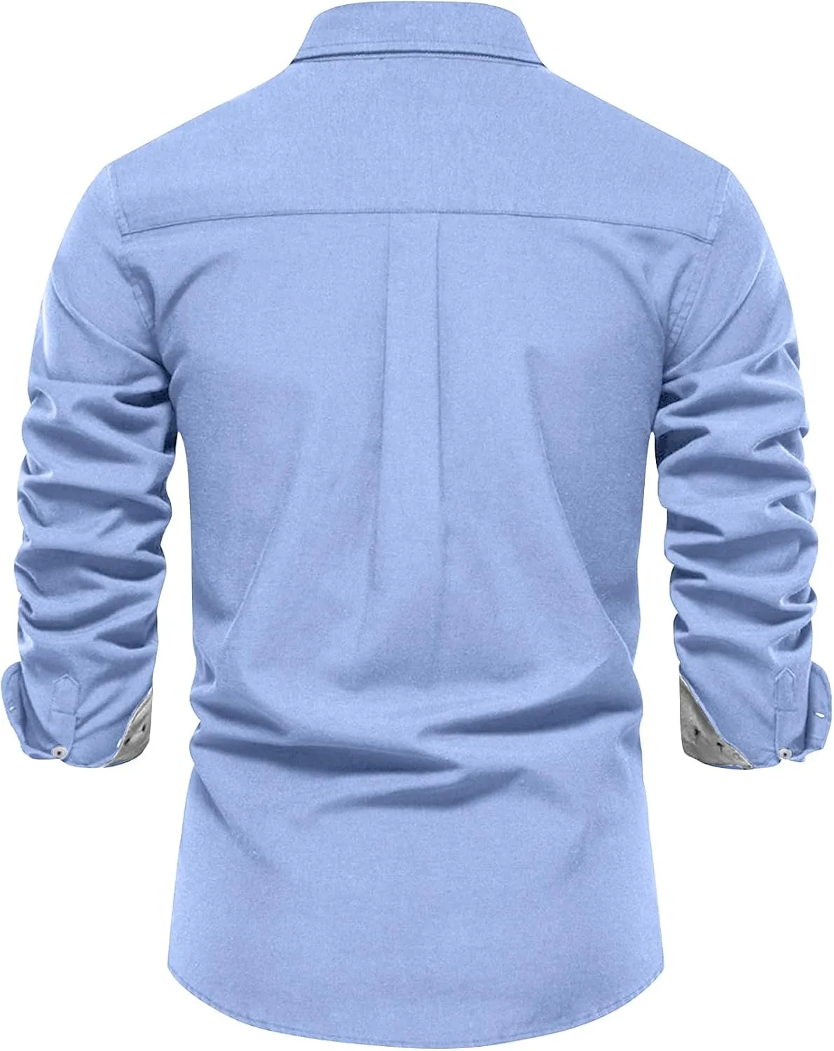 COZYPOIN Mens Dress Shirts Long Sleeve Wrinkle Free Regular Fit Inner Contrast Casual Business Wedding Button Down Shirt