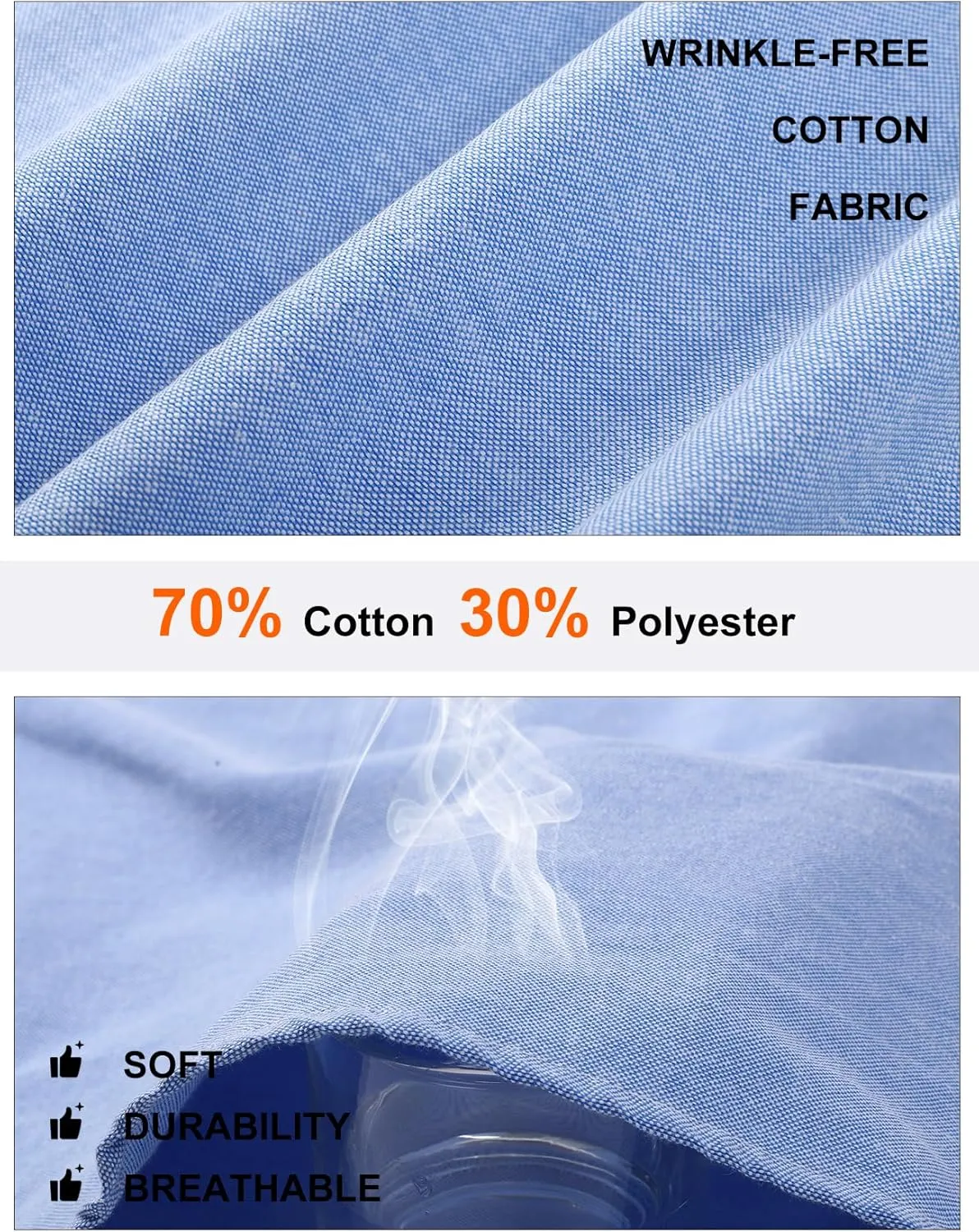 COZYPOIN Mens Dress Shirts Long Sleeve Wrinkle Free Regular Fit Inner Contrast Casual Business Wedding Button Down Shirt