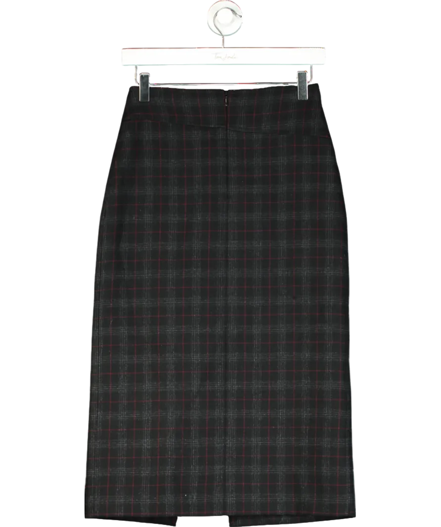Glamoda Black Split Check Midi Skirts UK S