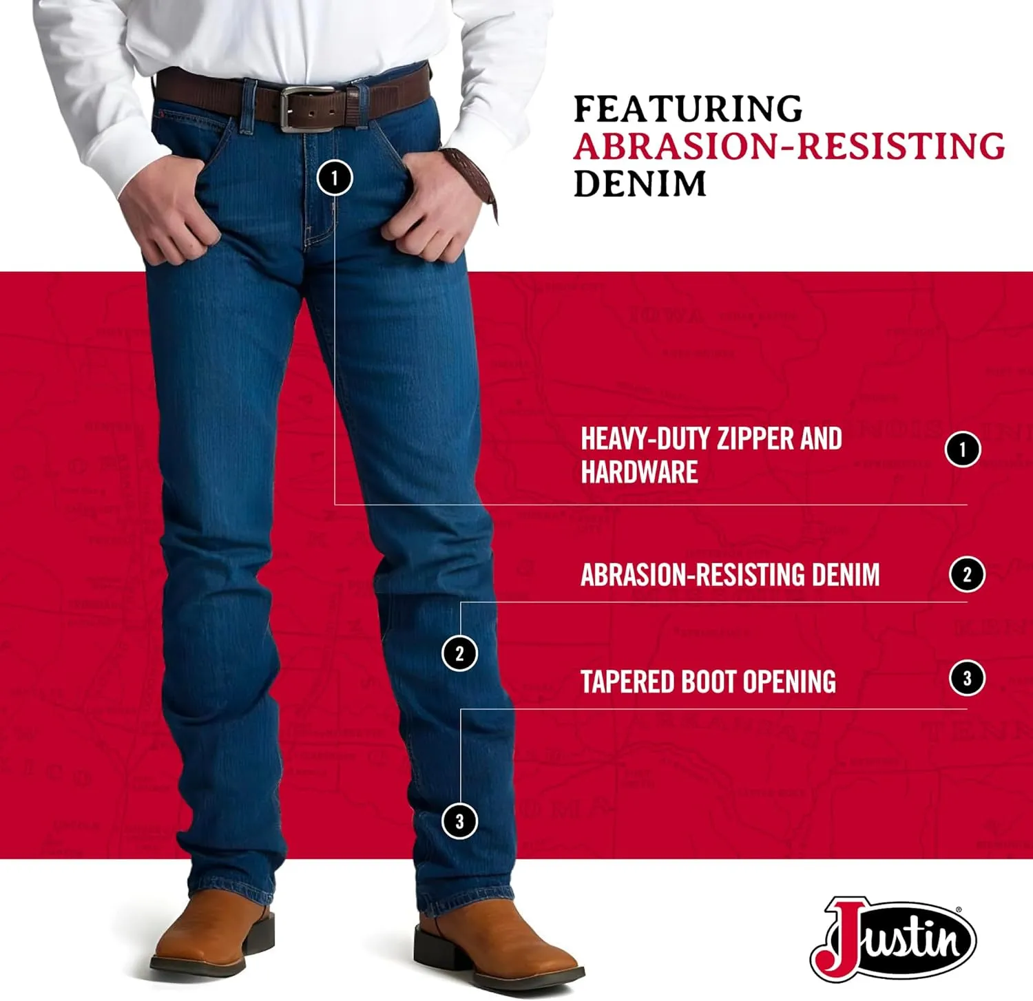 Justin Men's 1879 J2 Straight Leg Jeans