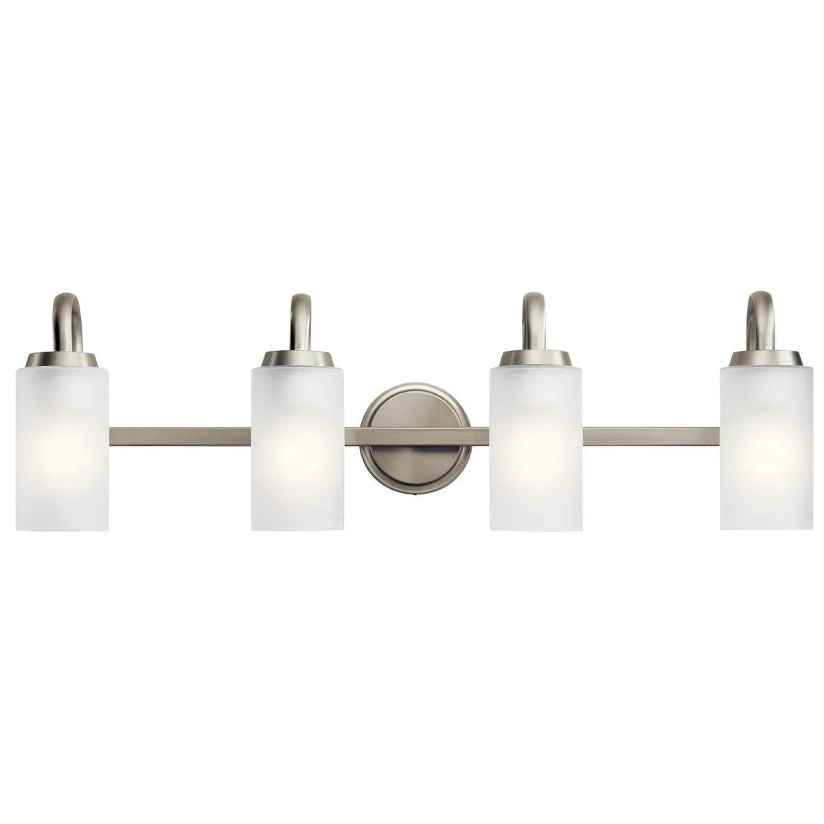 Kennewick 32 In 4-Lights Bathroom Vanity Light With Clear Satin Etched Glass, Brushed Nickel Finish