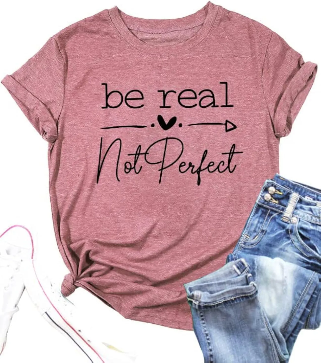 Kindness Shirt Tops for Women Be Real Not Perfect T-Shirt Short Sleeve Inspirational Graphic Tees Shirts