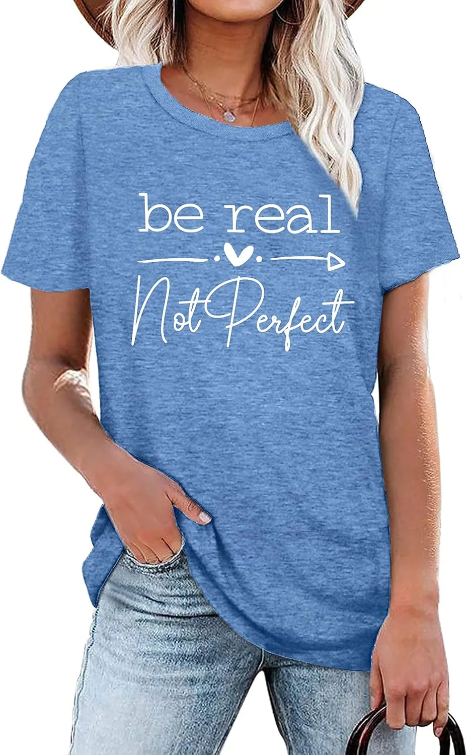 Kindness Shirt Tops for Women Be Real Not Perfect T-Shirt Short Sleeve Inspirational Graphic Tees Shirts