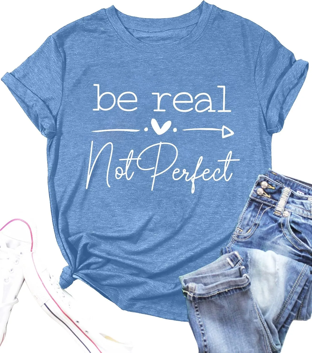 Kindness Shirt Tops for Women Be Real Not Perfect T-Shirt Short Sleeve Inspirational Graphic Tees Shirts