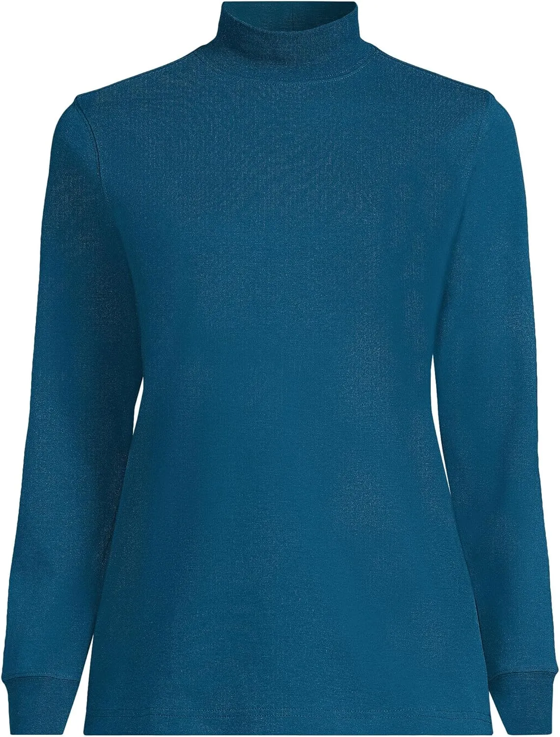 Lands' End Women's Relaxed Cotton Long Sleeve Mock Turtleneck Shirt