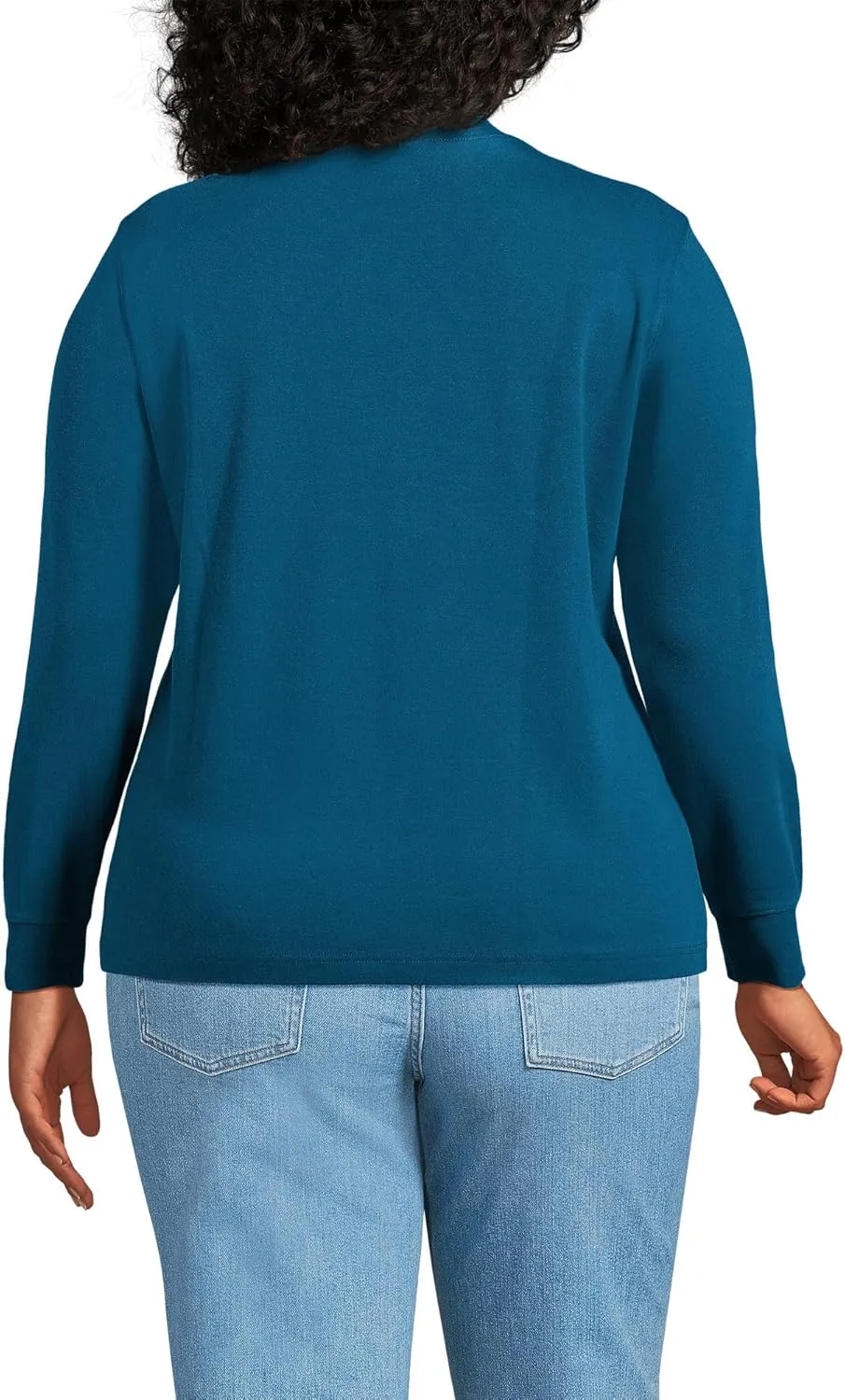 Lands' End Women's Relaxed Cotton Long Sleeve Mock Turtleneck Shirt