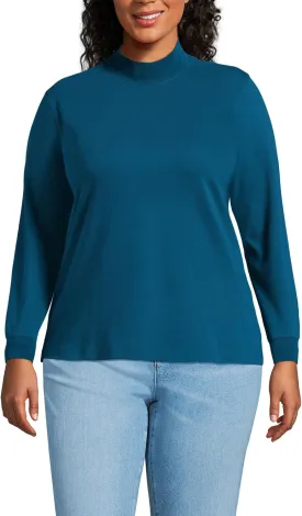 Lands' End Women's Relaxed Cotton Long Sleeve Mock Turtleneck Shirt