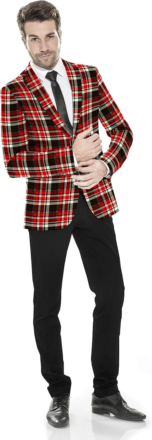 Men's Plaid Blazer 2 Button Lightweight Regular Fit Checked Plaid Suit Sport Coat Jacket Casual Daily Jacket Sport Coat