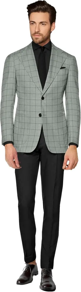 Men's Plaid Checked Blazer 2 Button Long Sleeve Regular Daily Fit Suit Jacket Business Lightweight Casual Sport Coat