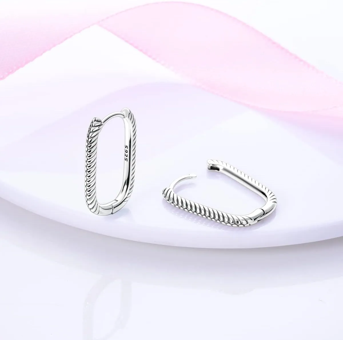 NARMO U-shaped Hoop Earrings for Women 925 Sterling Silver Hoop Earrings U Shaped Earrings