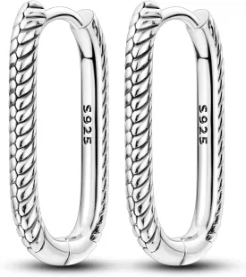 NARMO U-shaped Hoop Earrings for Women 925 Sterling Silver Hoop Earrings U Shaped Earrings