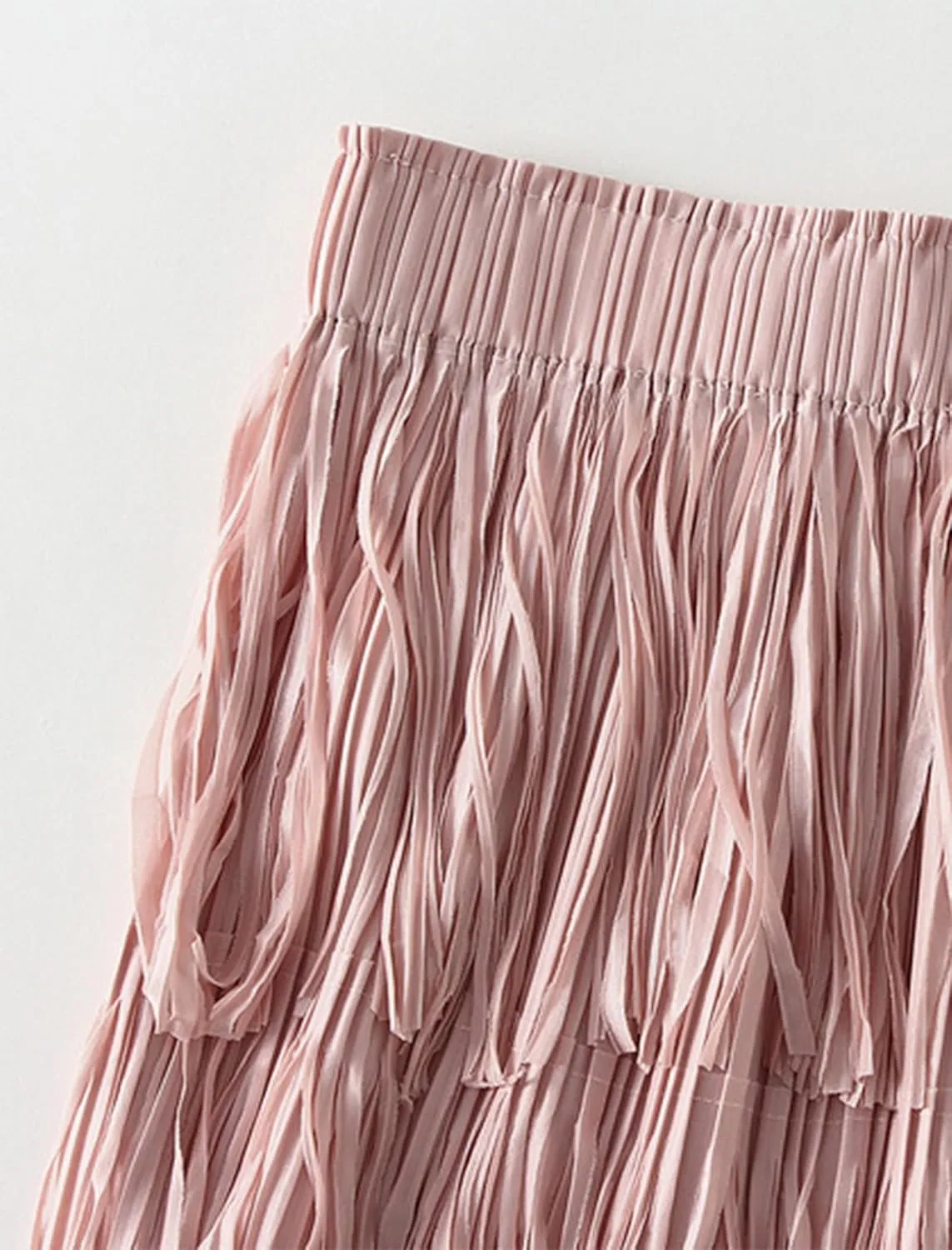 ODIZLI Midi Skirts for Women Spring Boho High Waist Tassel Fringe Layered Skirt A Line Skirts