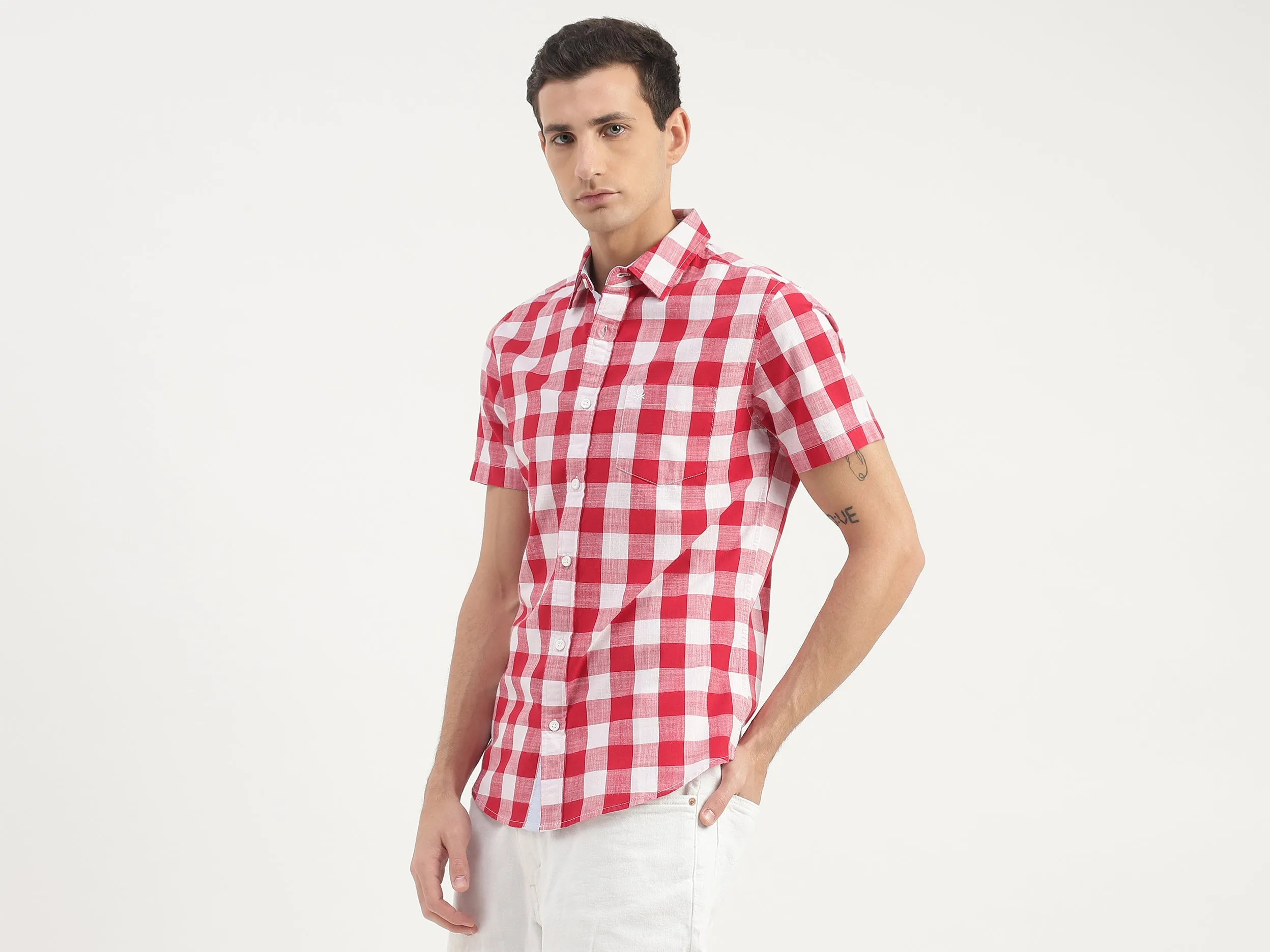 Slim Fit Short Sleeve Checked Shirt
