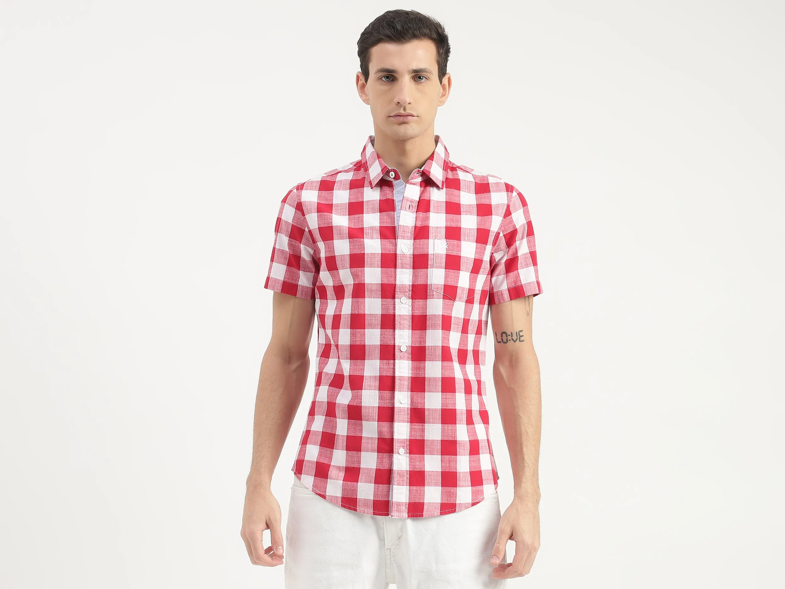 Slim Fit Short Sleeve Checked Shirt