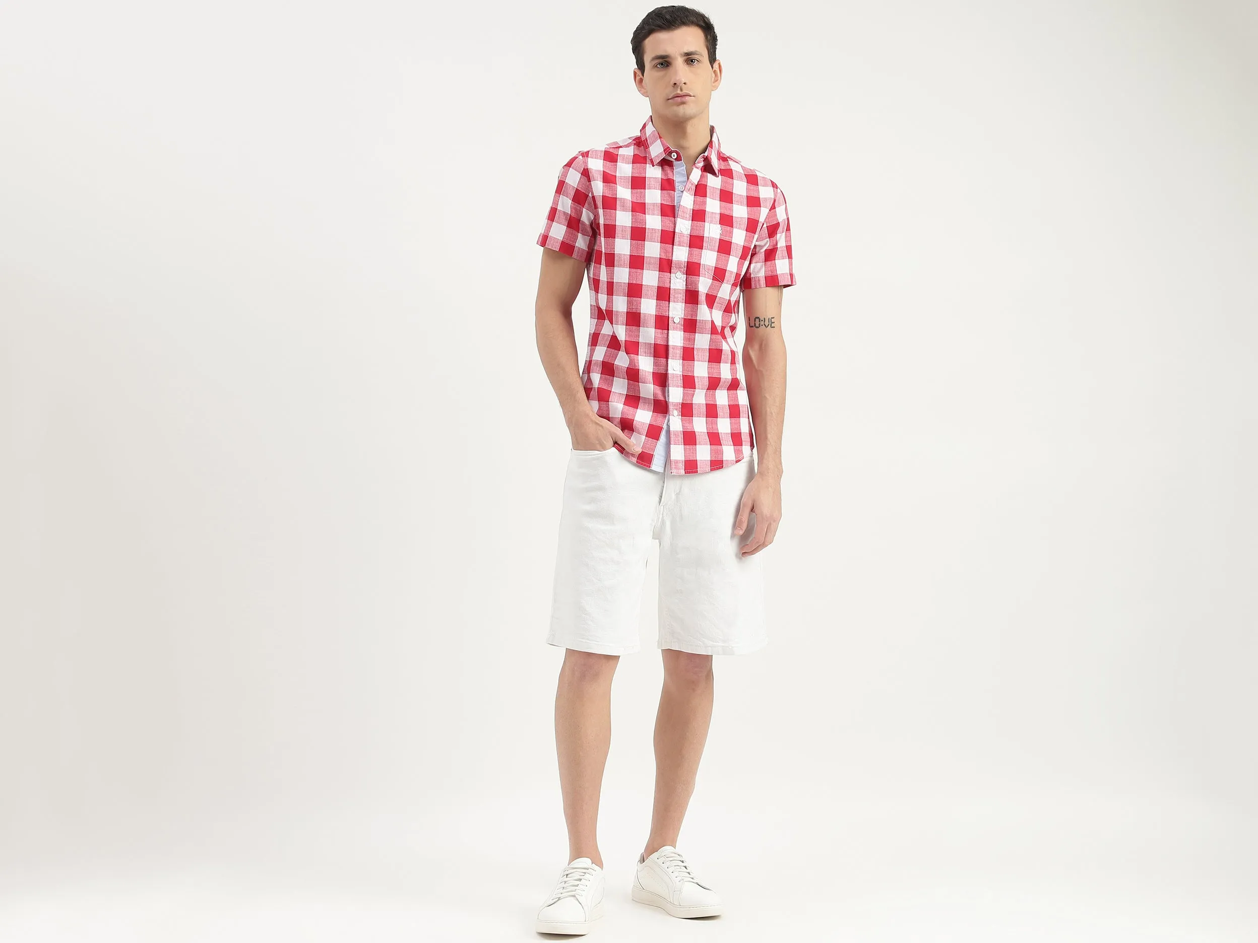 Slim Fit Short Sleeve Checked Shirt
