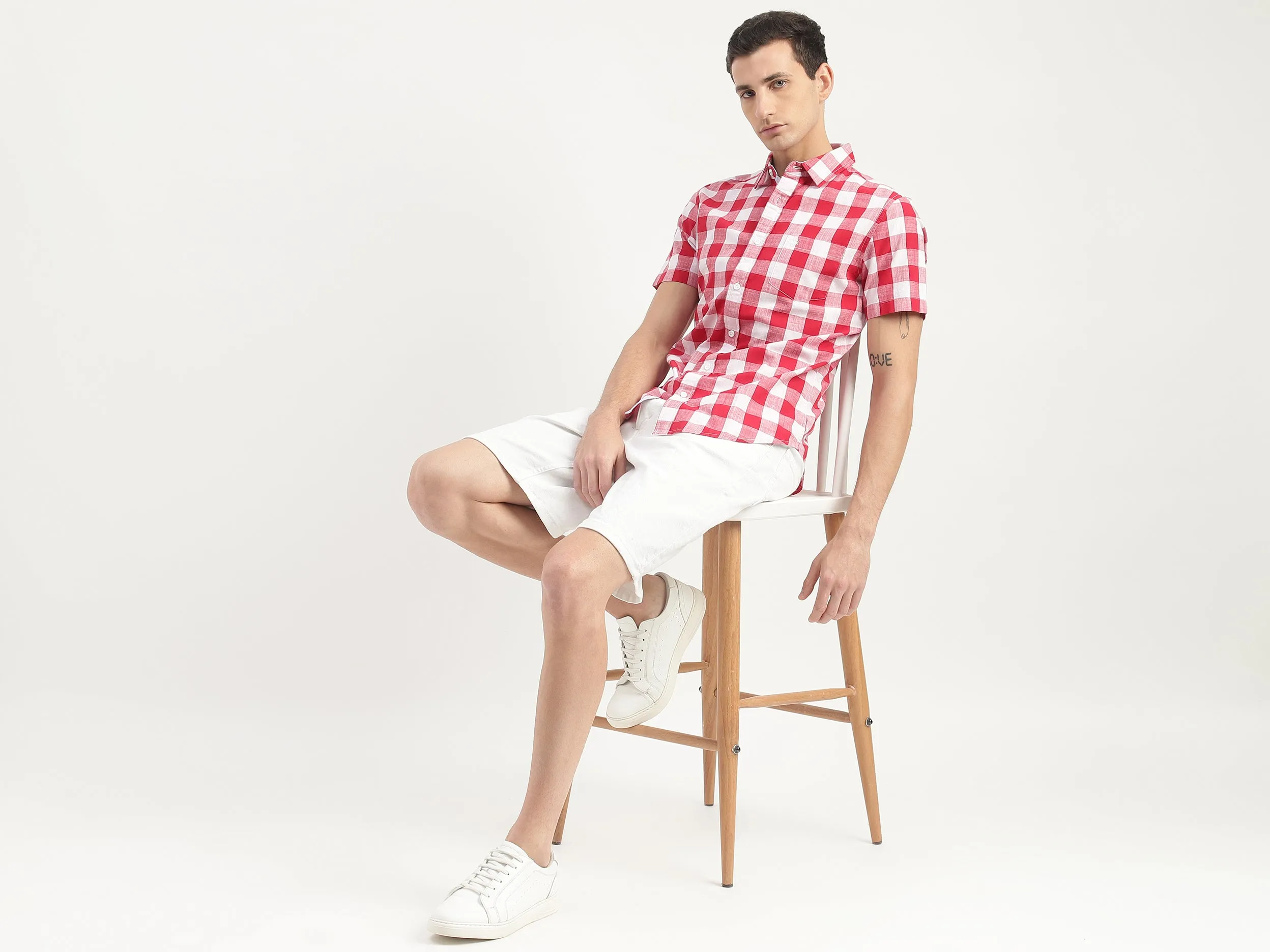 Slim Fit Short Sleeve Checked Shirt