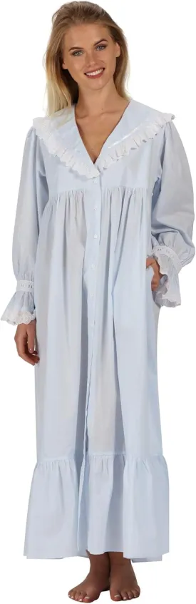 The 1 for U Sleepwear for Women - Button Down Nightgowns for Women, Amelia 100% Cotton Robe