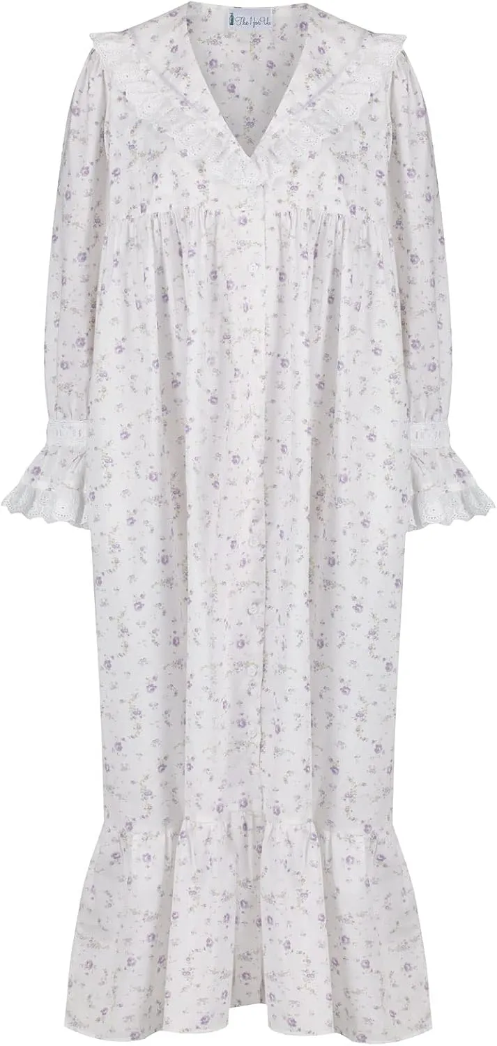 The 1 for U Sleepwear for Women - Button Down Nightgowns for Women, Amelia 100% Cotton Robe