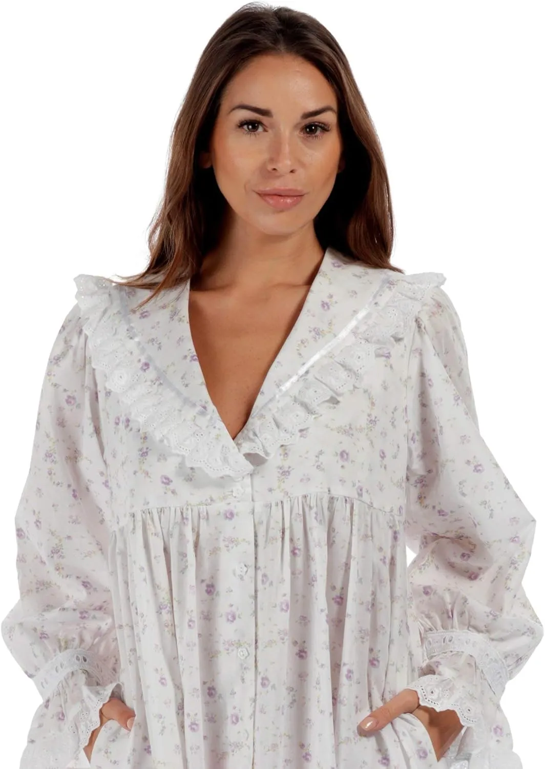 The 1 for U Sleepwear for Women - Button Down Nightgowns for Women, Amelia 100% Cotton Robe