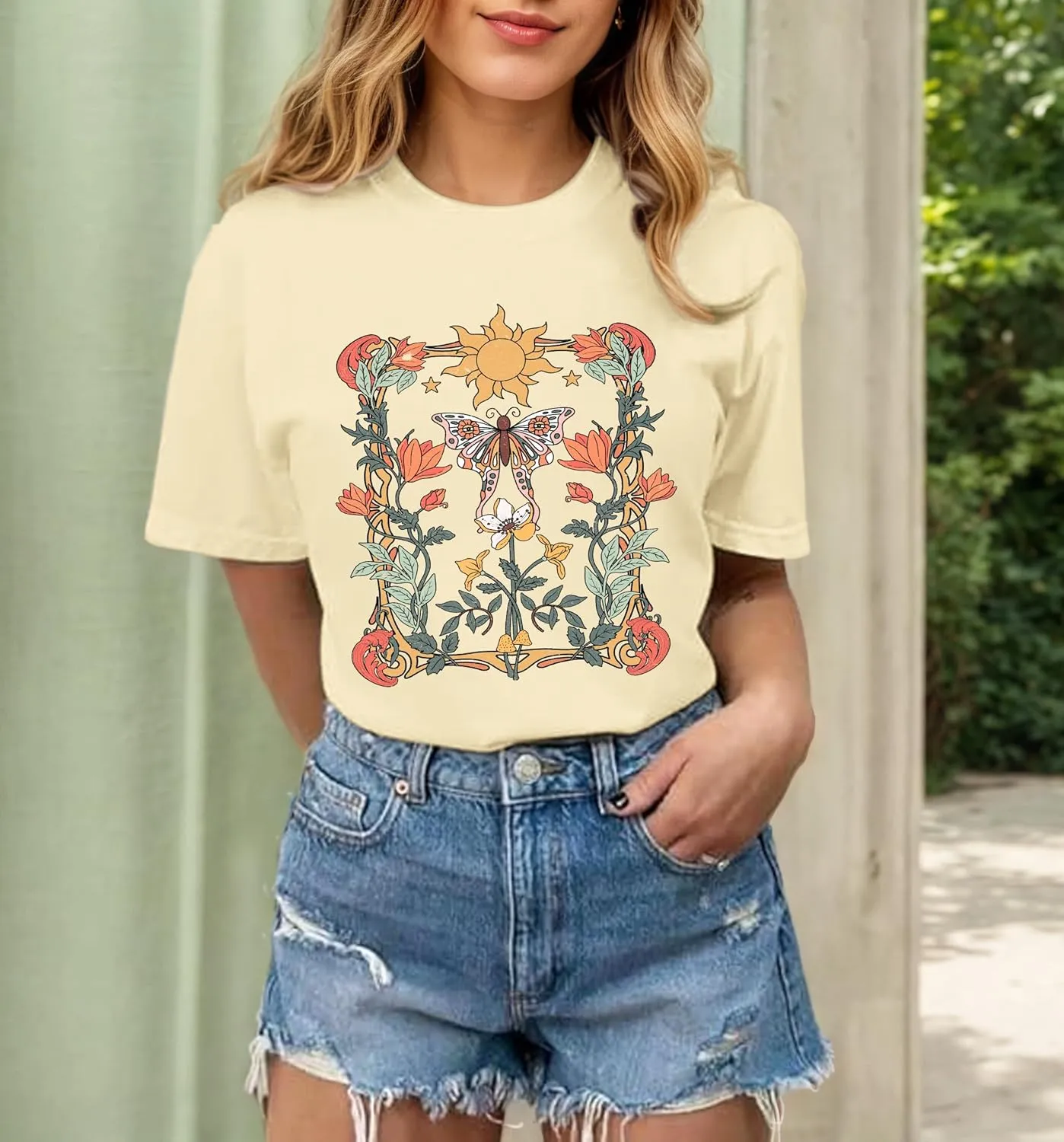 Wildflowers Shirts for Women Vintage Graphic Tees Boho Tshirts Casual Summer Short Sleeve Tops