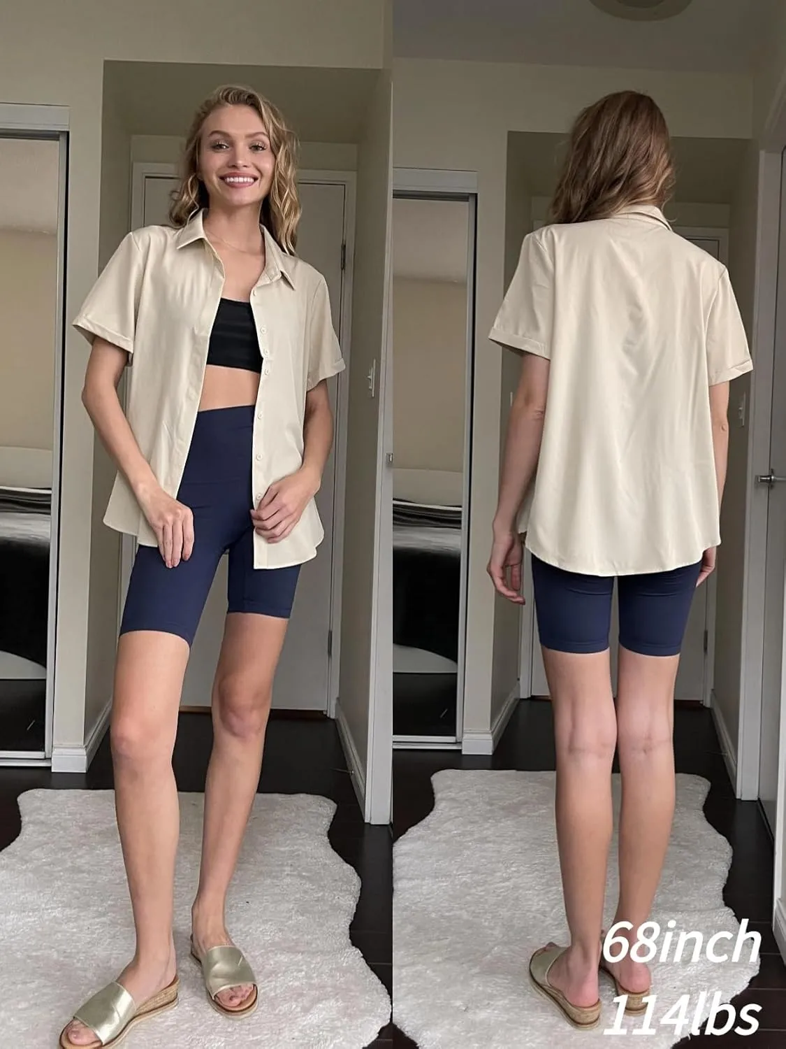 Zeagoo Womens Button Down Shirts Rolled Cuffed Short Sleeve Shirt Cute Collared Summer Casual Work Blouse